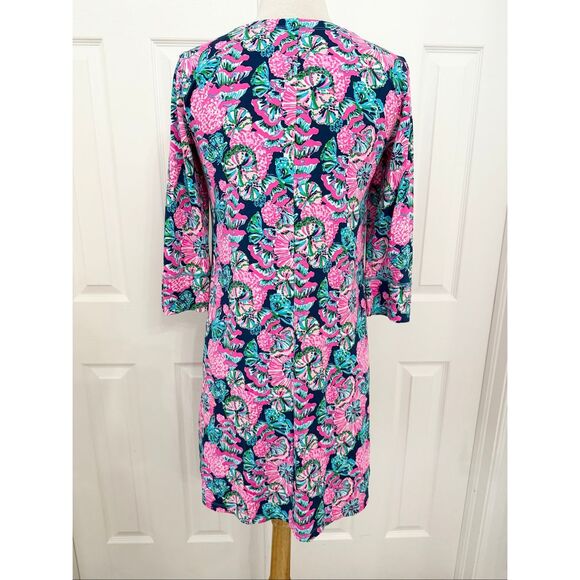 Lilly Pulitzer UPF 50+ Oyster Bay Navy Shroom With A View Solia Dress Size Small - Picture 3 of 6